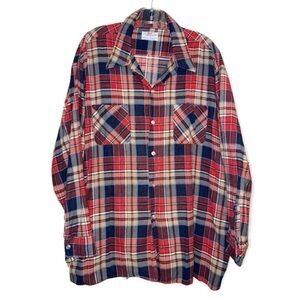 Vintage Big Donlin Trucker Shirt Flannel Button Up Work Plaid Grunge Y2K Size 2X